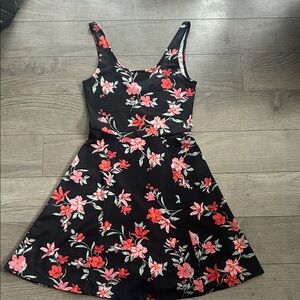 H&M Black Dress with Pink Floral Design